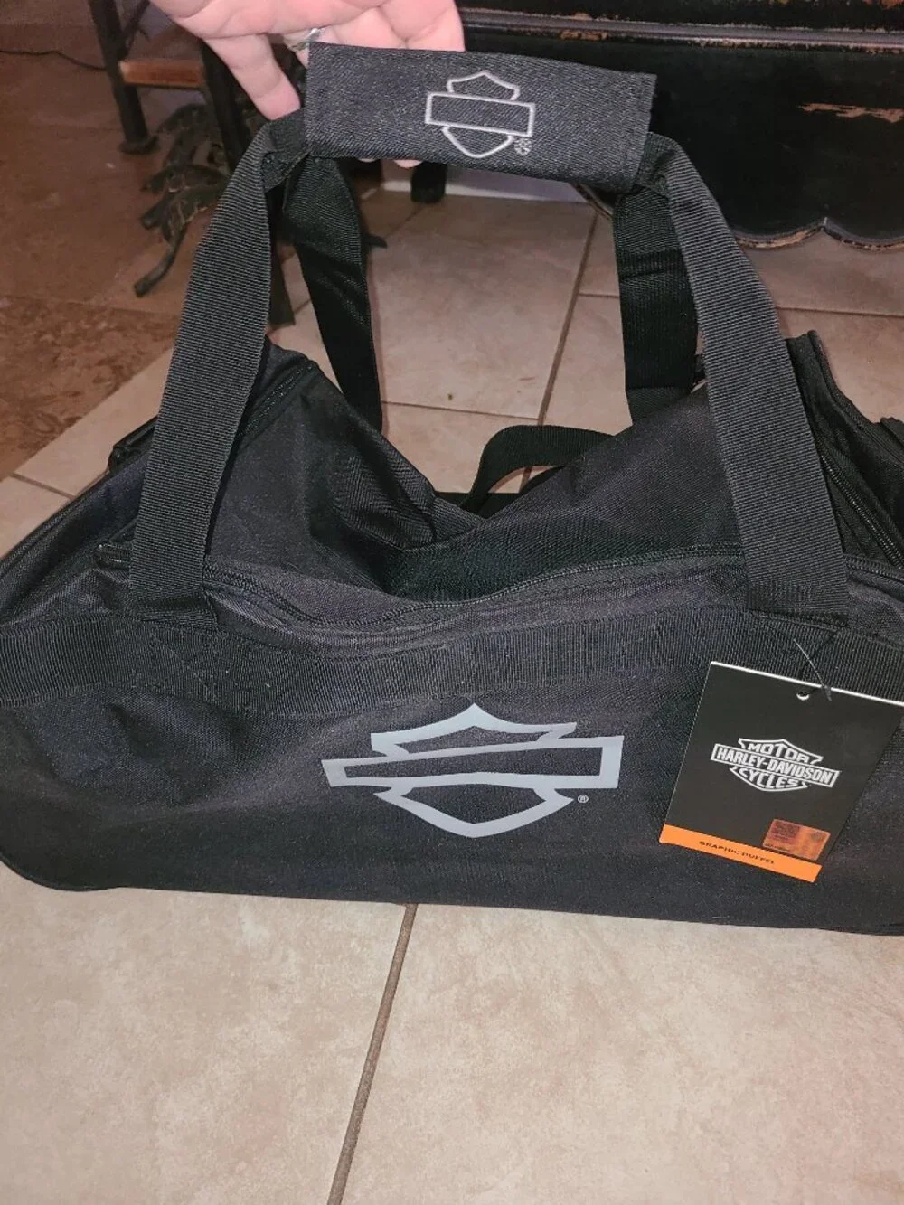 Harley-Davidson Bar & Shield Logo Zipper Rugged Graphic Duffel Bag - Black NWT